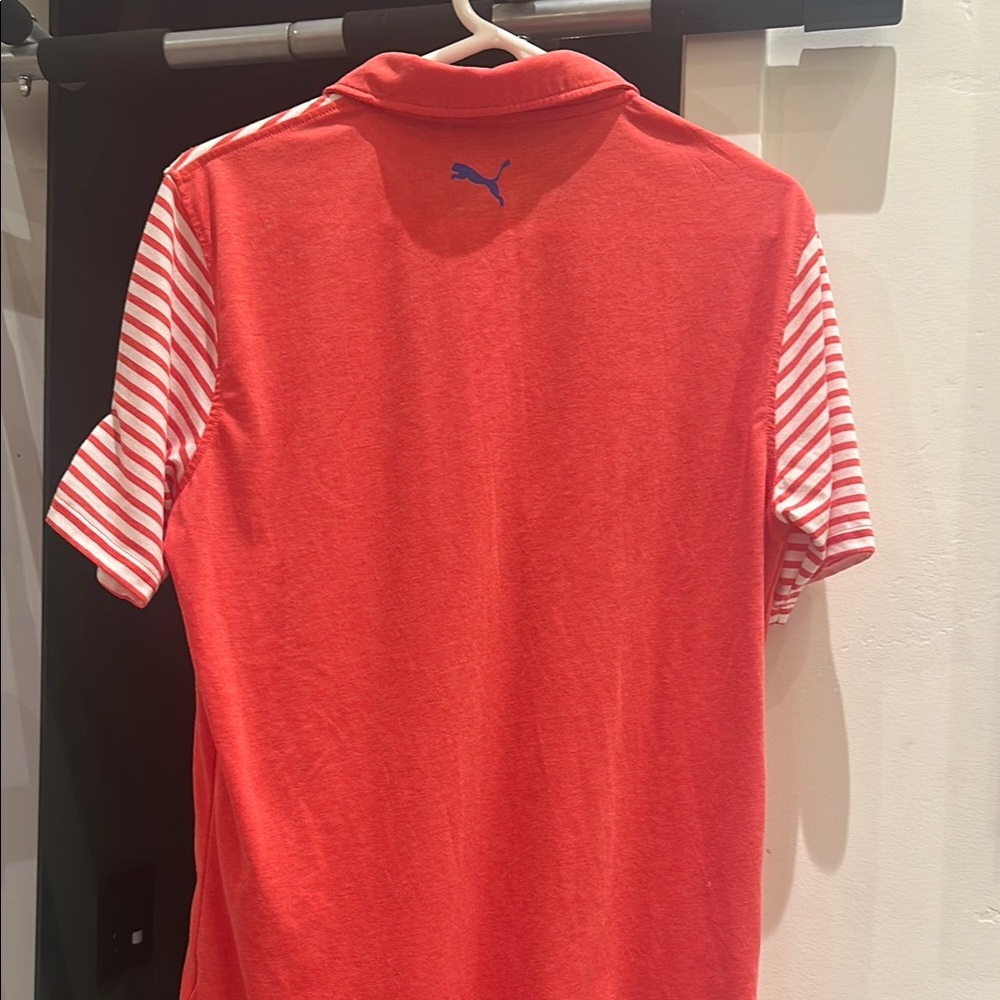 Puma Light Red and White Polo Golf Shirt Classic Style M Medium - Picture 4 of 4